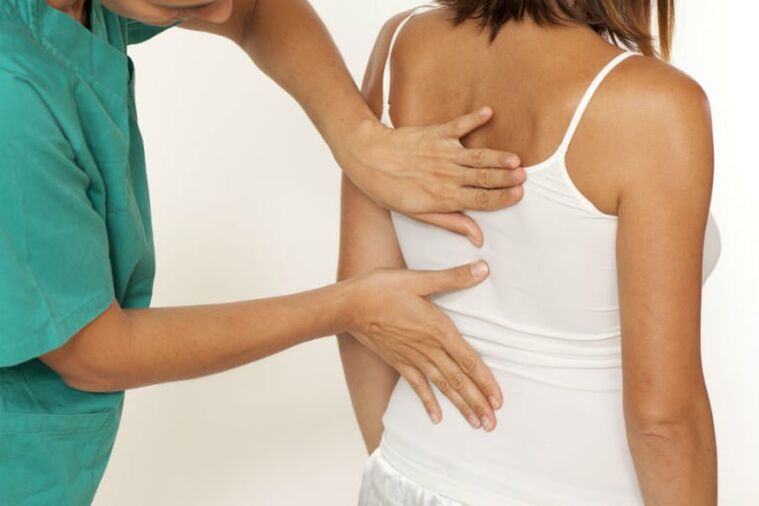 examination of the back for pain under the left shoulder blade